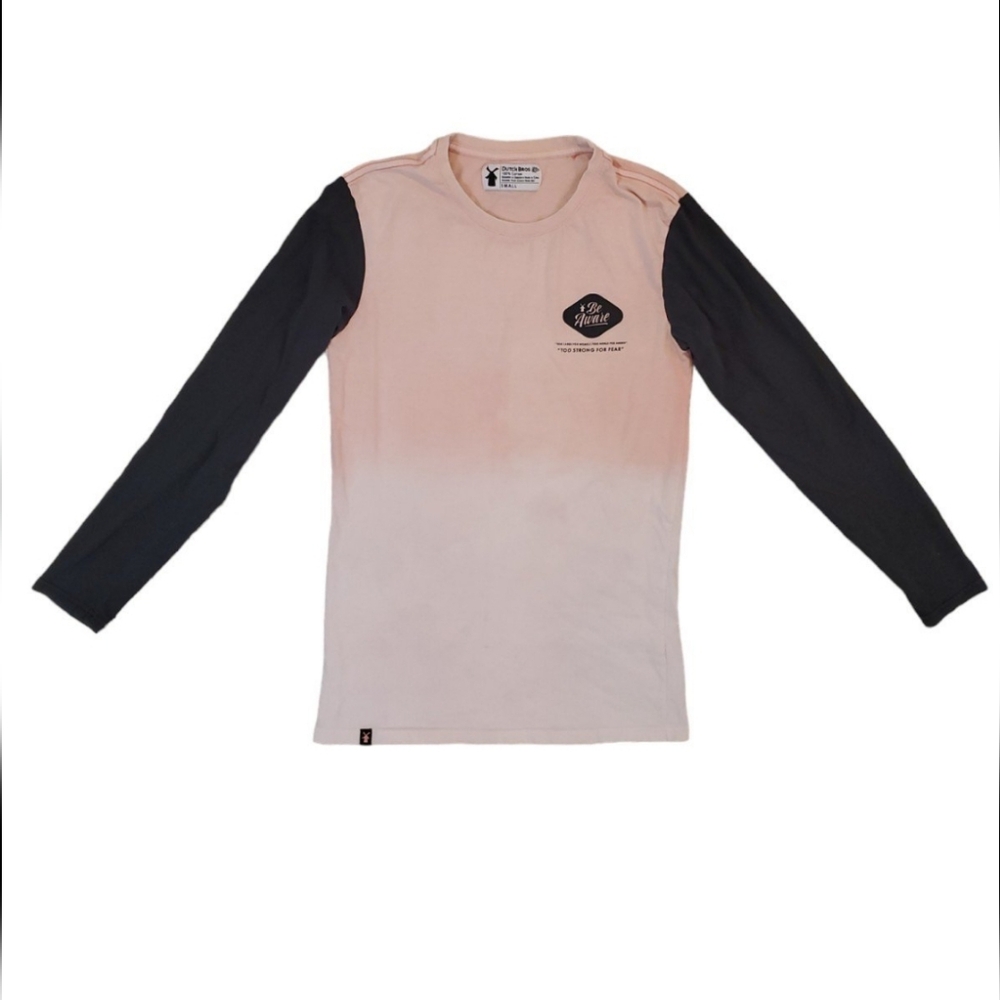 Dutch Bros Coffee Women's Long Sleeve Pink‎ White Ombre Too Strong T-shirt Small